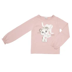 Maglia jersey manica lunga bimba rosa con stampa