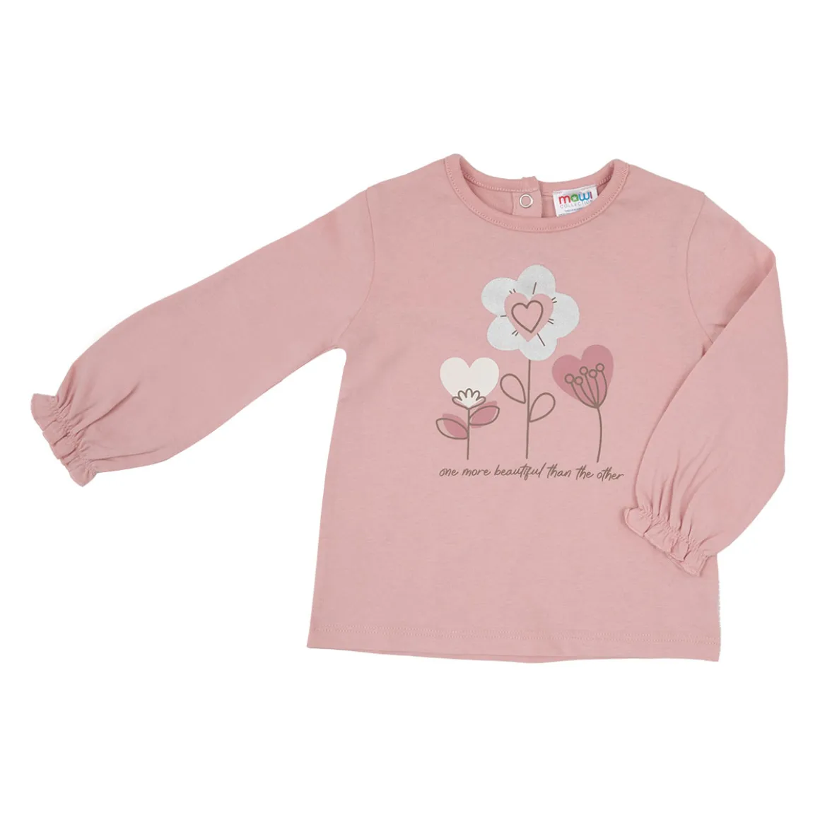 Maglia jersey manica lunga bimba rosa stampa fiori