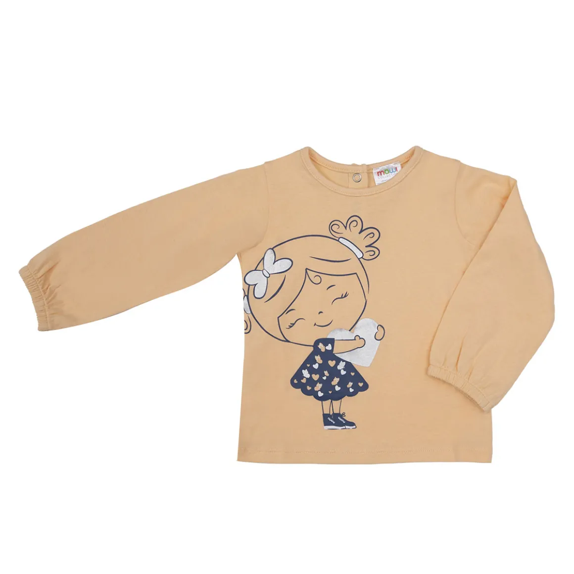 Maglia manica lunga bimba arancione stampata