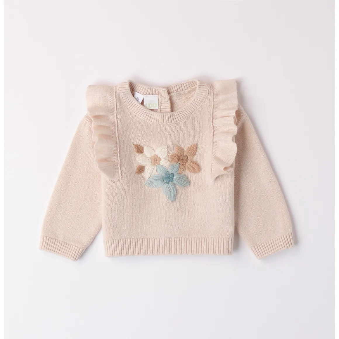 Maglia tricot beige con fiori