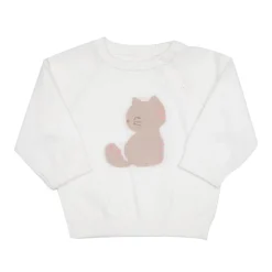 Maglia tricot bimba panna con intarso