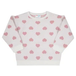 Maglia tricot bimba panna stampa “cuoricini”