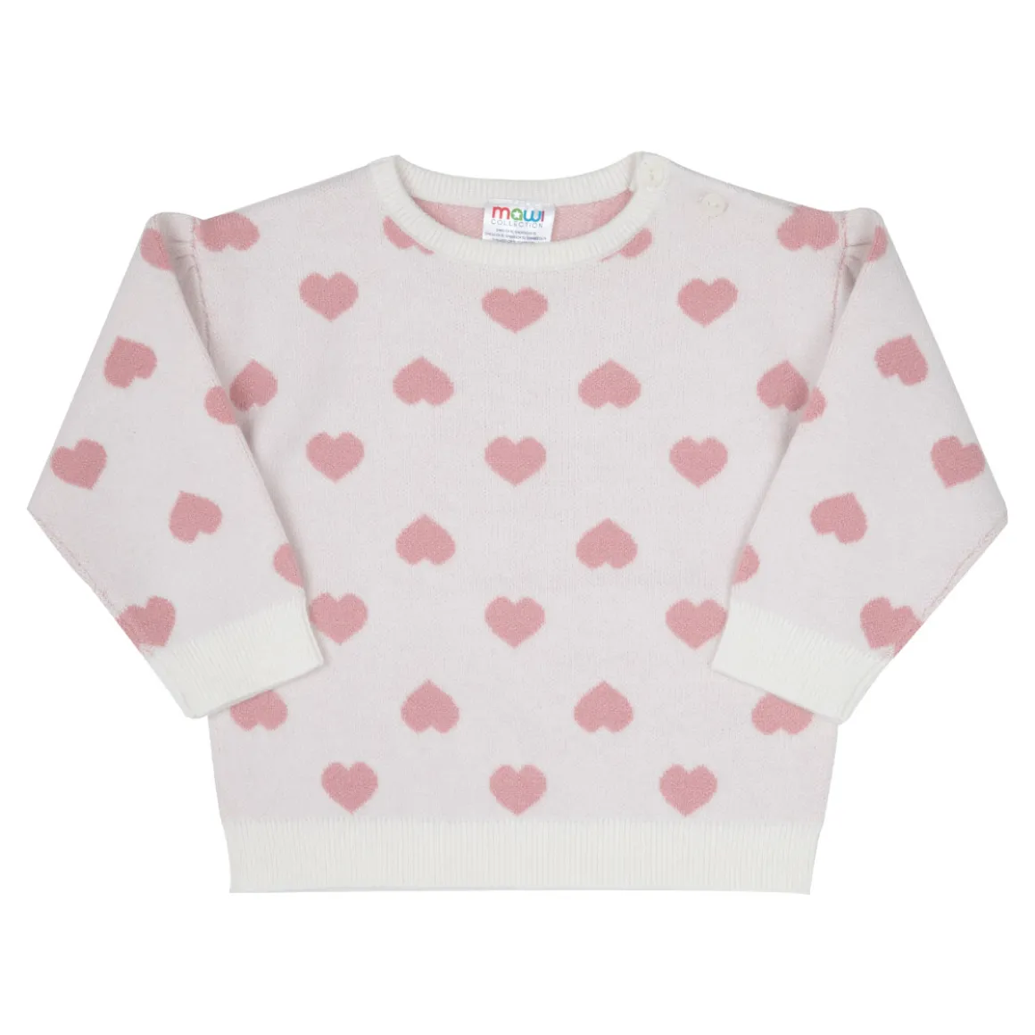 Maglia tricot bimba panna stampa “cuoricini”