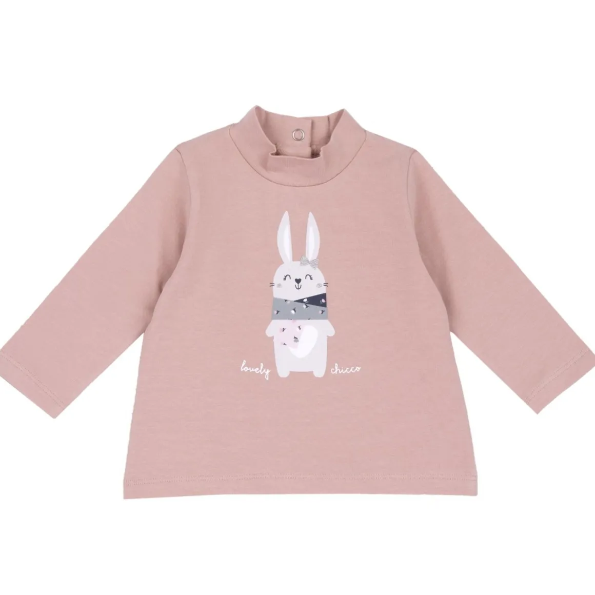 Maglietta a maniche lunghe e collo alto con coniglio – chicco
