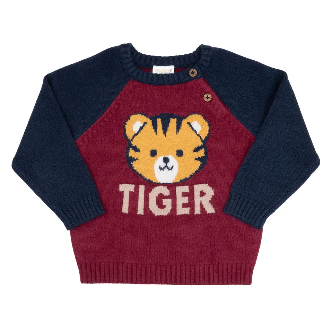 Maglione tricot bimbo blue/bordeaux “tiger”