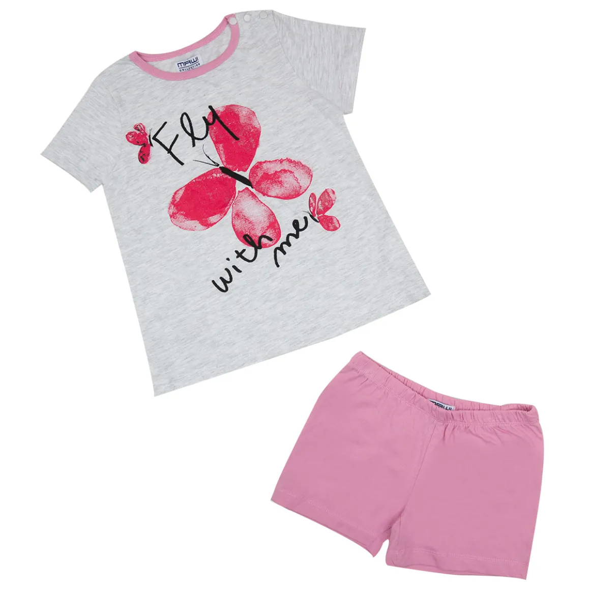 Mawi pigiama 2 pezzi rosa con farfalle
