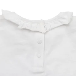 Mawi t-shirt jer con frill al collo e ricamo