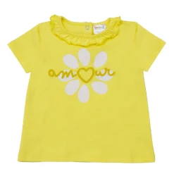 Mawi t-shirt jer con frill al collo e ricamo