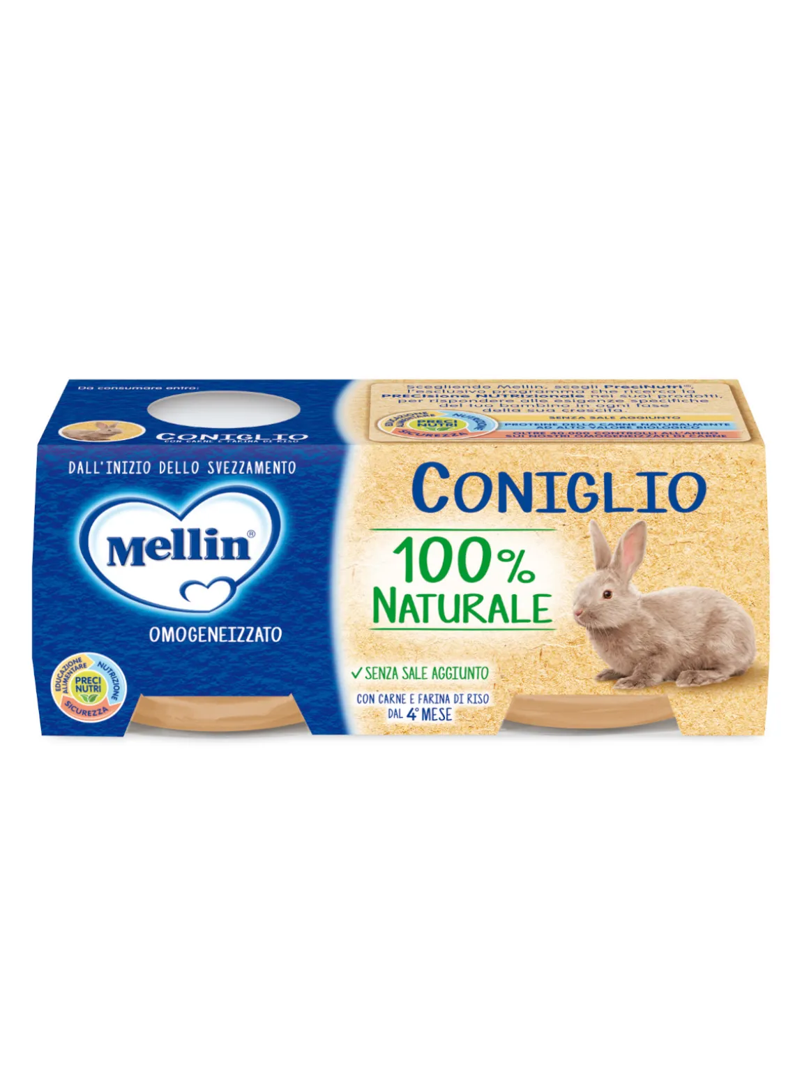 Mellin omogeneizzato coniglio 2×80 gr