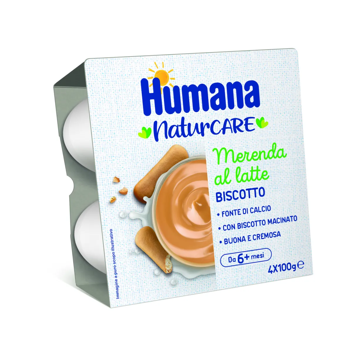 Merenda al latte biscotto 4x100g – humana