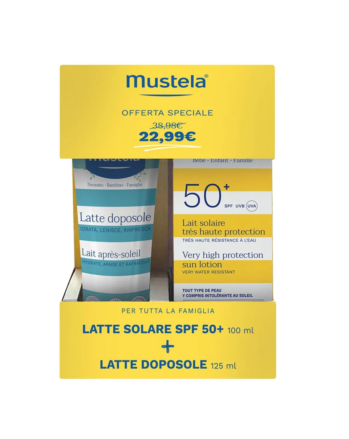 Mustela – bipack latte solare protezione molto alta spf50+ 100ml + latte doposole 125ml