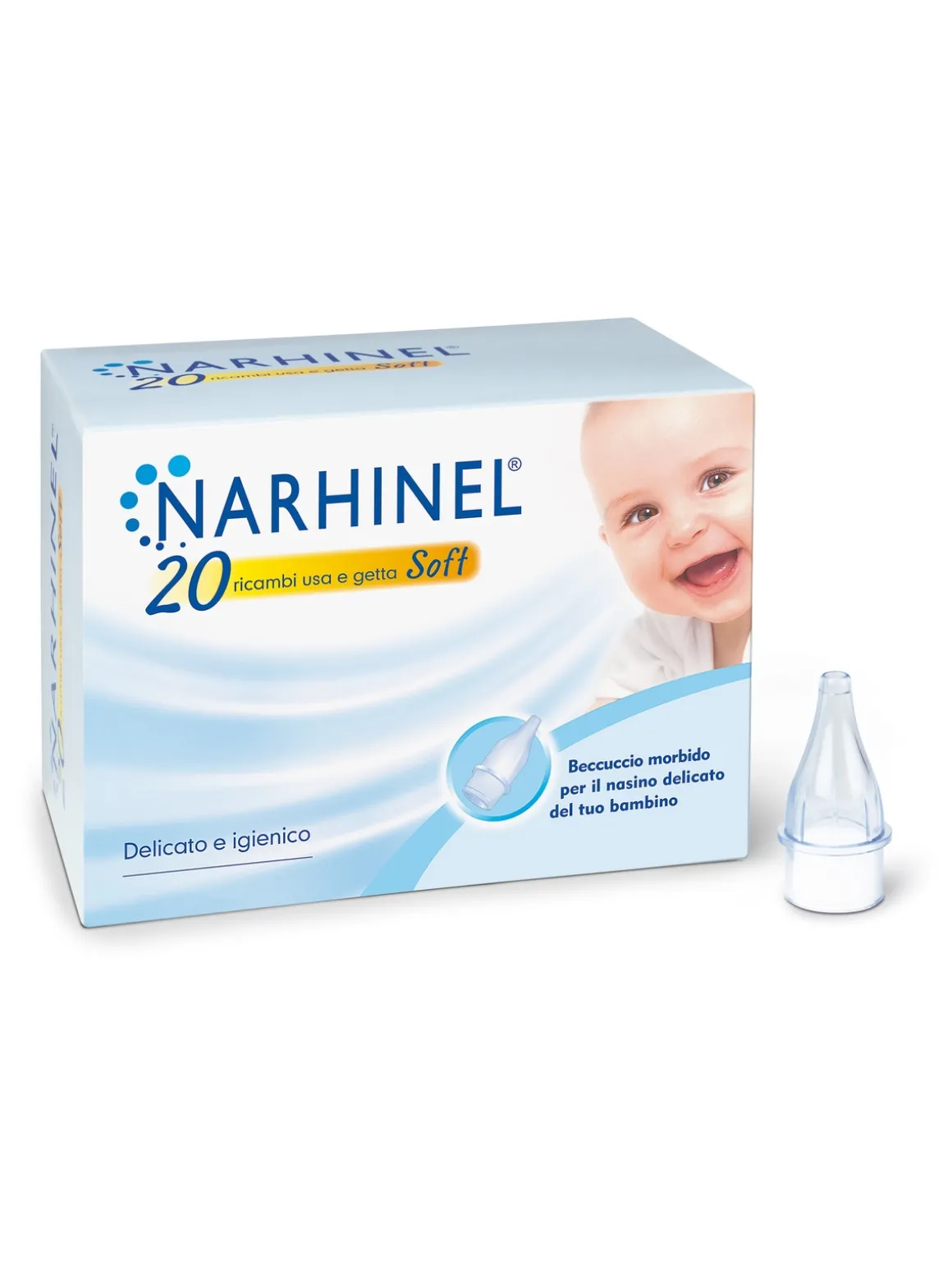 Narhinel 20 ricambi per aspiratore nasale per neonati e bambini con filtro assorbente per trattenere il muco, usa e getta, soft