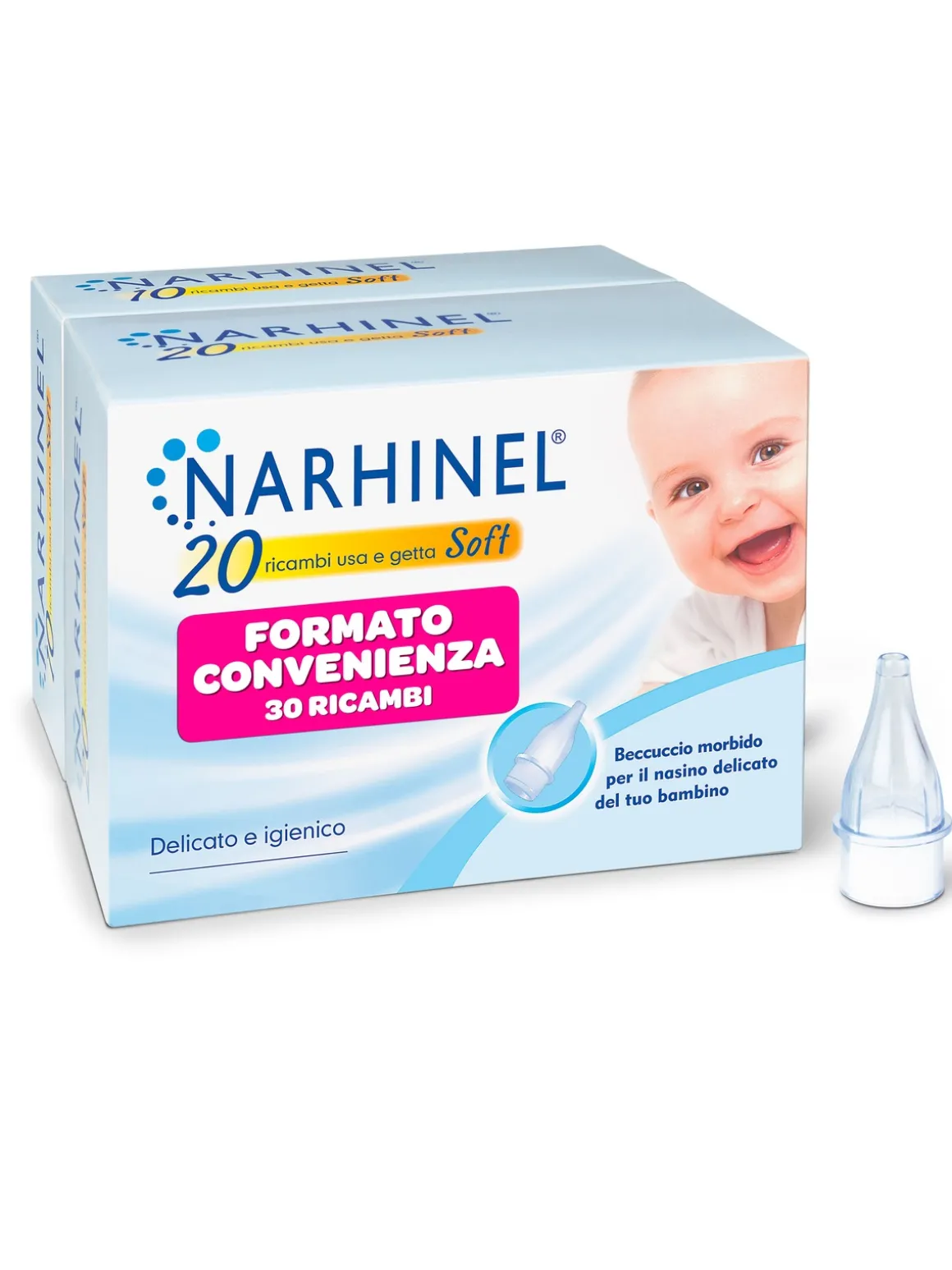 Narhinel ricambi per aspiratore nasale per neonati e bambini con filtro assorbente per trattenere il muco, usa e getta, soft 20+10