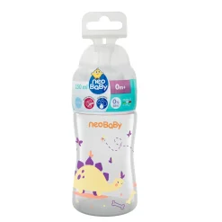 Neobaby biberon plastica collo largo silicone 150ml flusso lento arancione 0m+