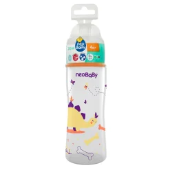 Neobaby biberon plastica collo largo silicone 330ml flusso veloce arancione 4m +