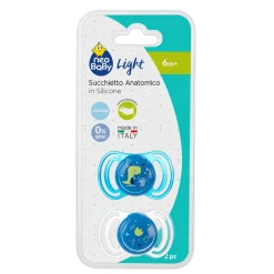 Neobaby succhietto anatomico silicone medio 6m+ blu 2pz