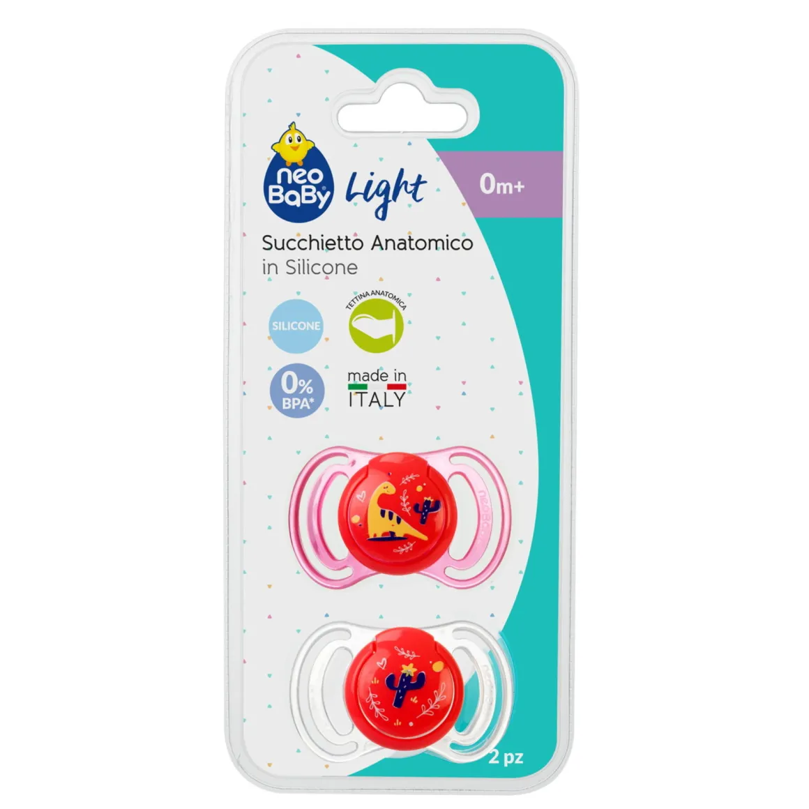 Neobaby succhietto anatomico silicone mini 0m+ rosa 2pz