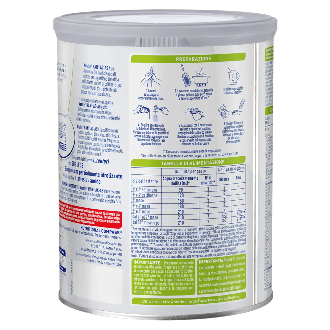 Nestlé nan expert pro ac-as latte in polvere latta 800g