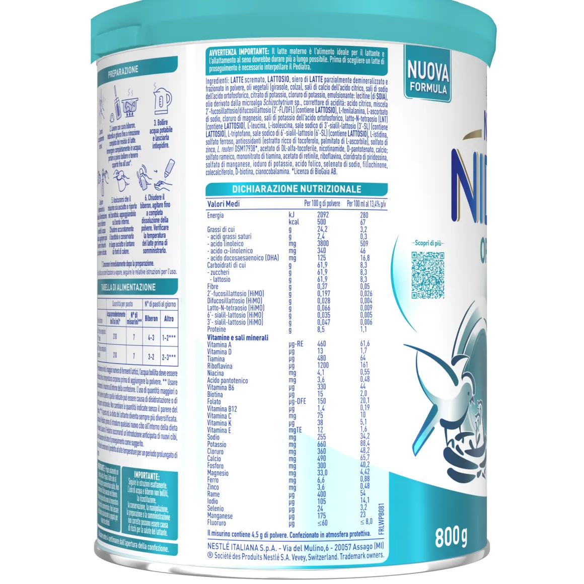 Nidina optipro 2 da 6 mesi, latte di proseguimento in polvere, latta da 800g – nestlé