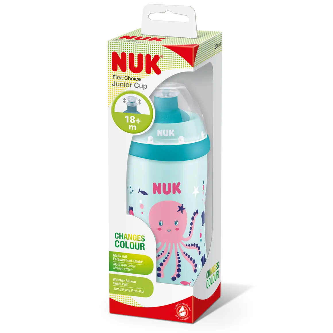 Nuk junior cup 300 ml con effetto camaleonte 18+ mesi