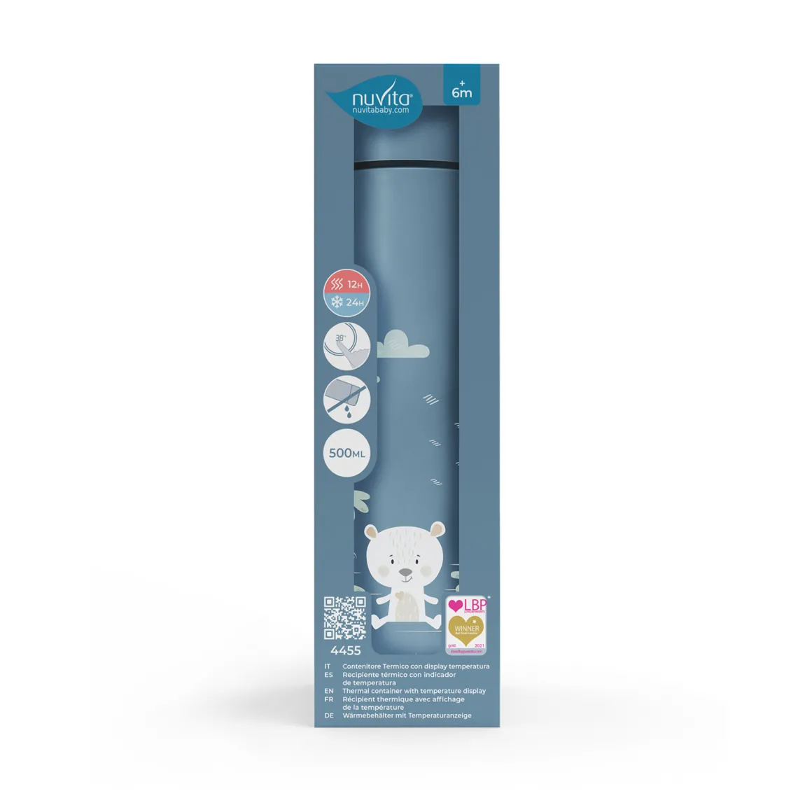 Nuvita borraccia termica 500ml con termometro led 4455 col. powder blue – nuvita