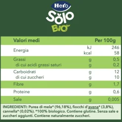 Omogeneizzato mela e cannella 120 gr biologico – hero solo