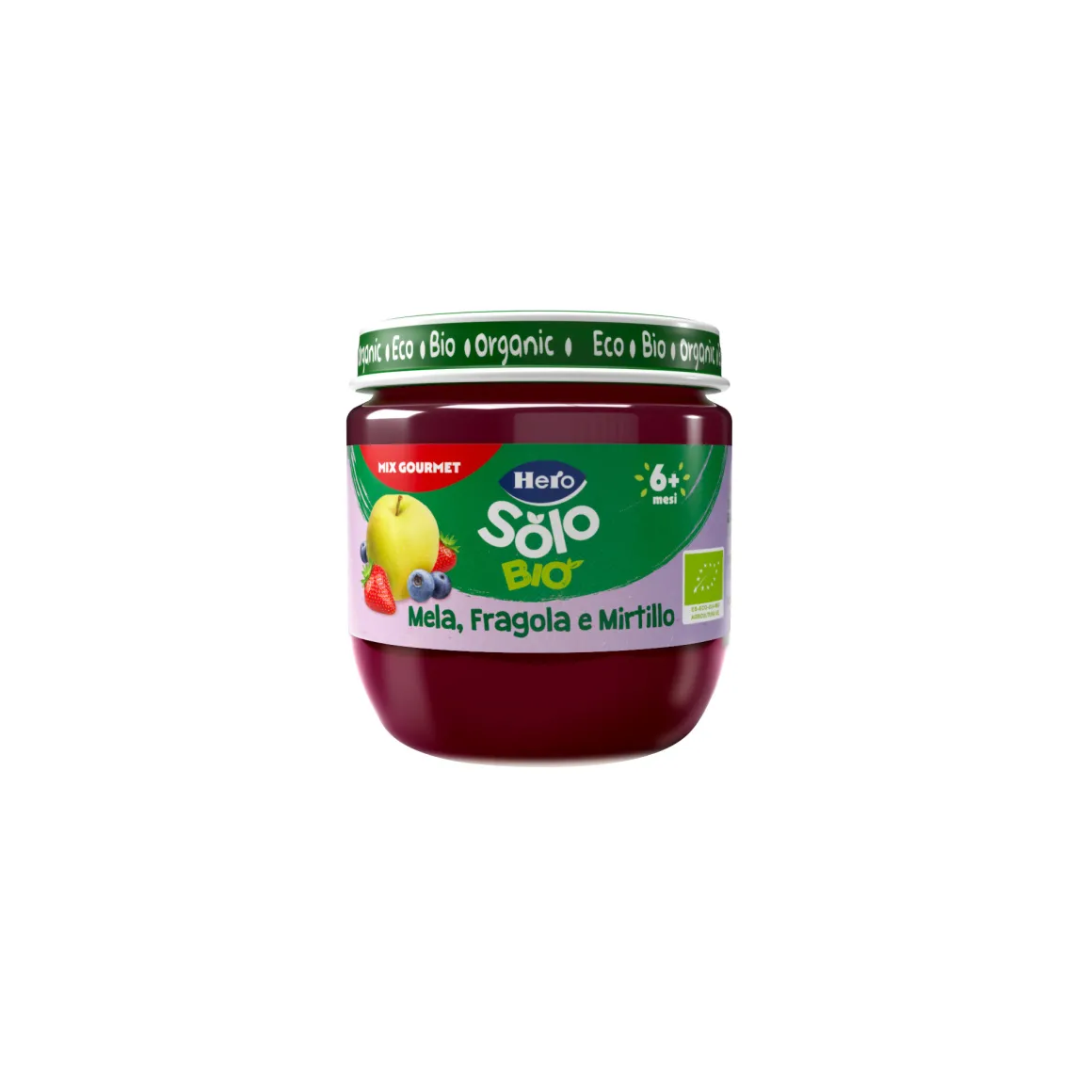 Omogeneizzato mela fragola mirtillo 120 gr – hero solo