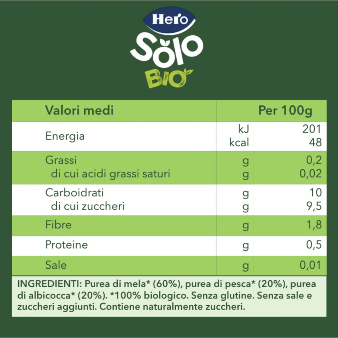Omogeneizzato solo mela pesca albicocca 4x120g – hero