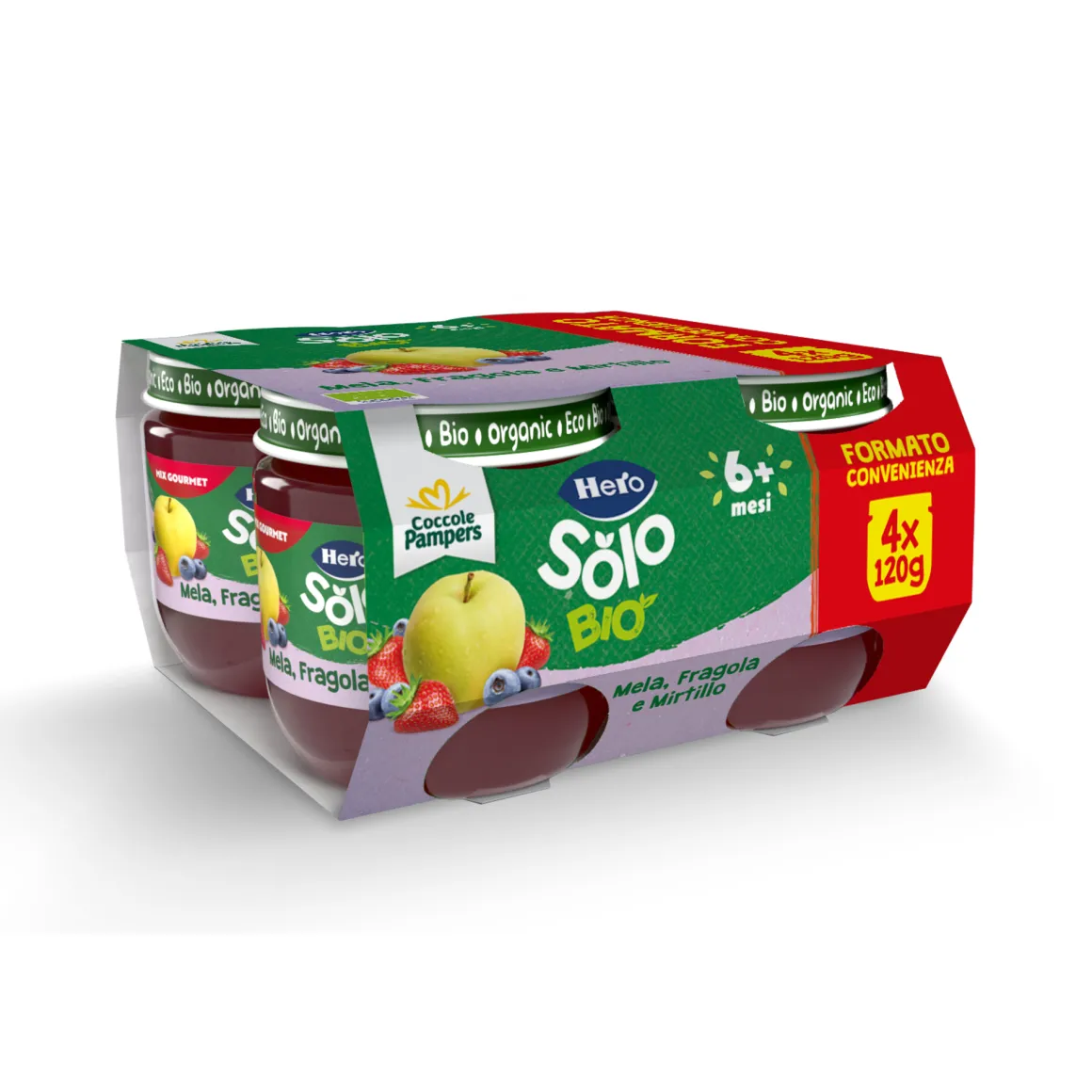 Omogeneizzato solo mela fragola mirtillo 4x120g – hero