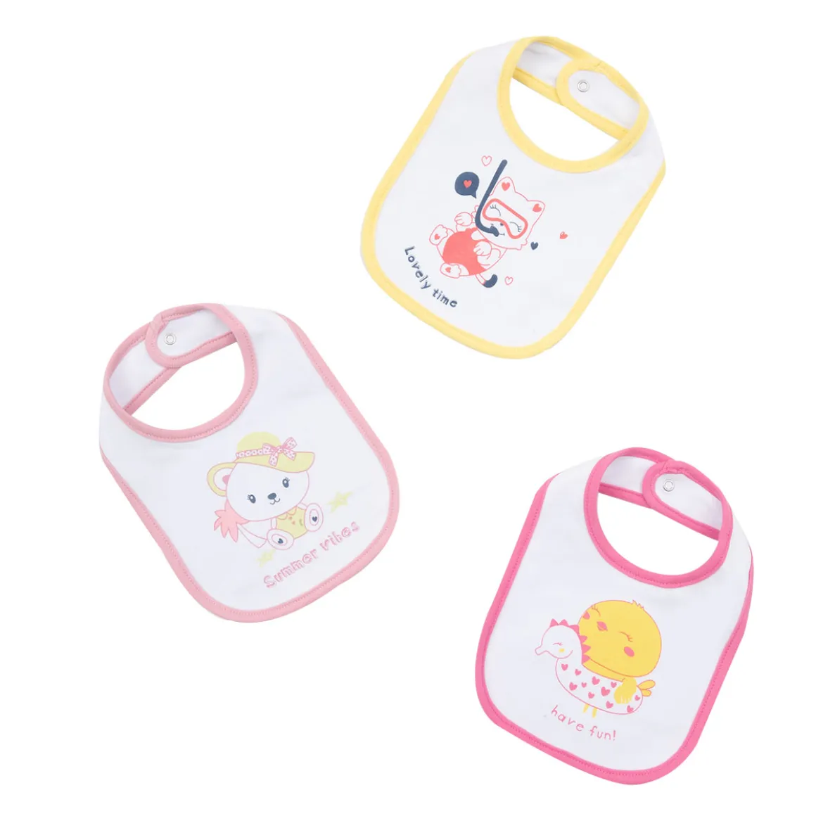 Pack 3 bavaglini bimba con stampa multicolor