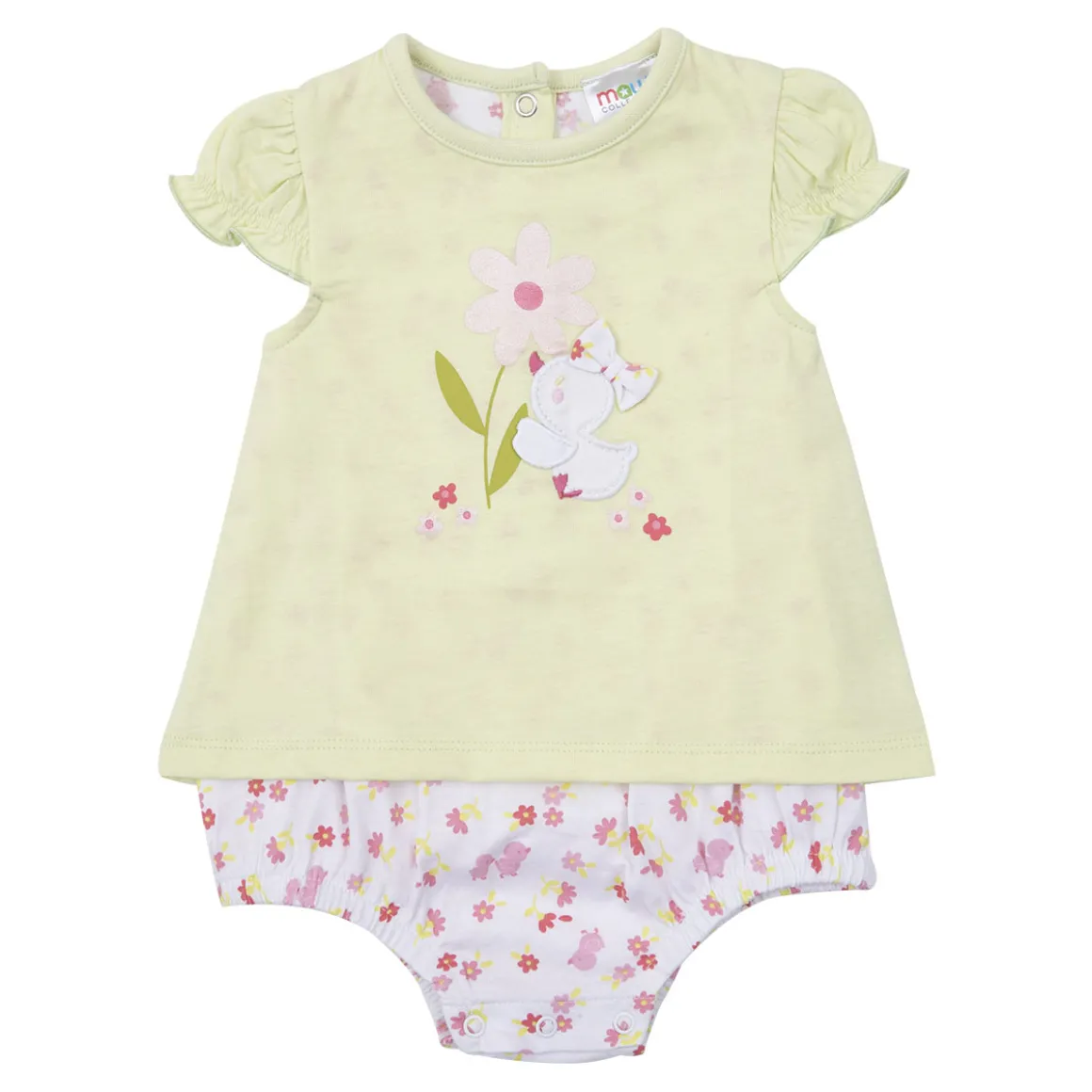 Pagliaccetto jersey bimba verde floreale