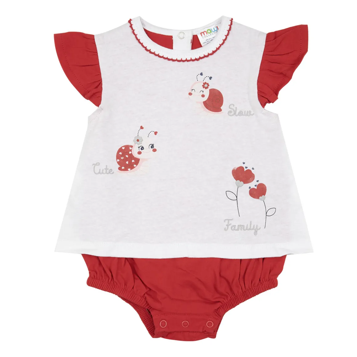 Pagliaccetto jersey bimba bianco/rosso