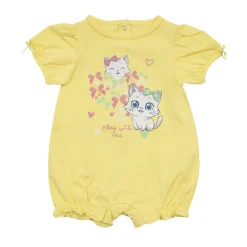 Pagliaccetto jersey bimba giallo gattini