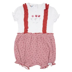 Pagliaccetto jersey bimba bianco/rosso con rouches