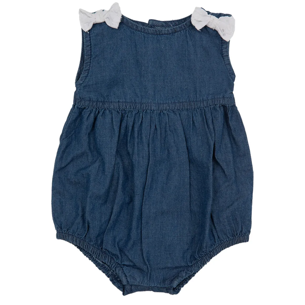 Pagliaccetto neonata denim e sangallo