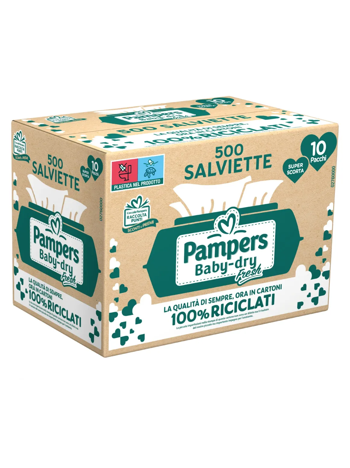 Pampers baby fresh salviettine, pacco scorta da 500 pezzi