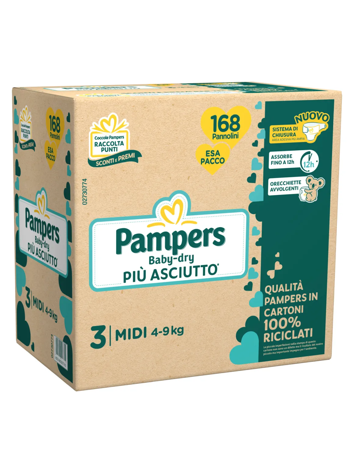 Pampers baby-dry esa midi 168 pz