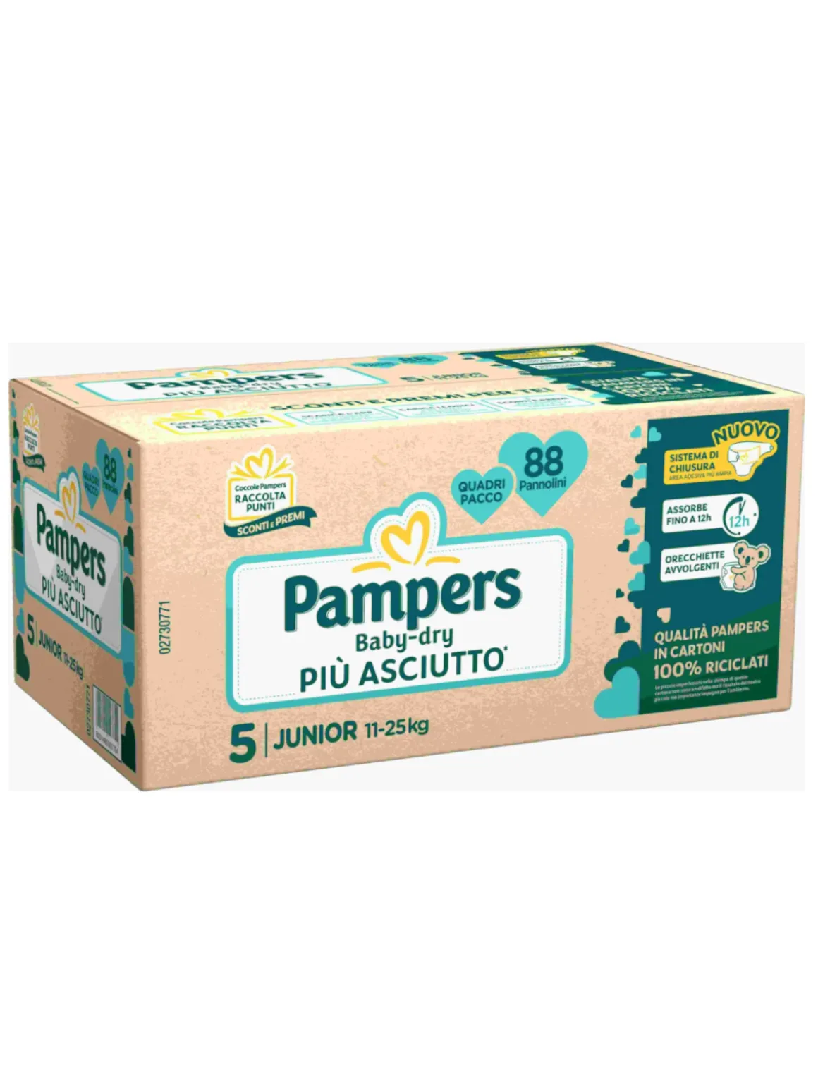 Pampers baby-dry quadri junior 88 pz
