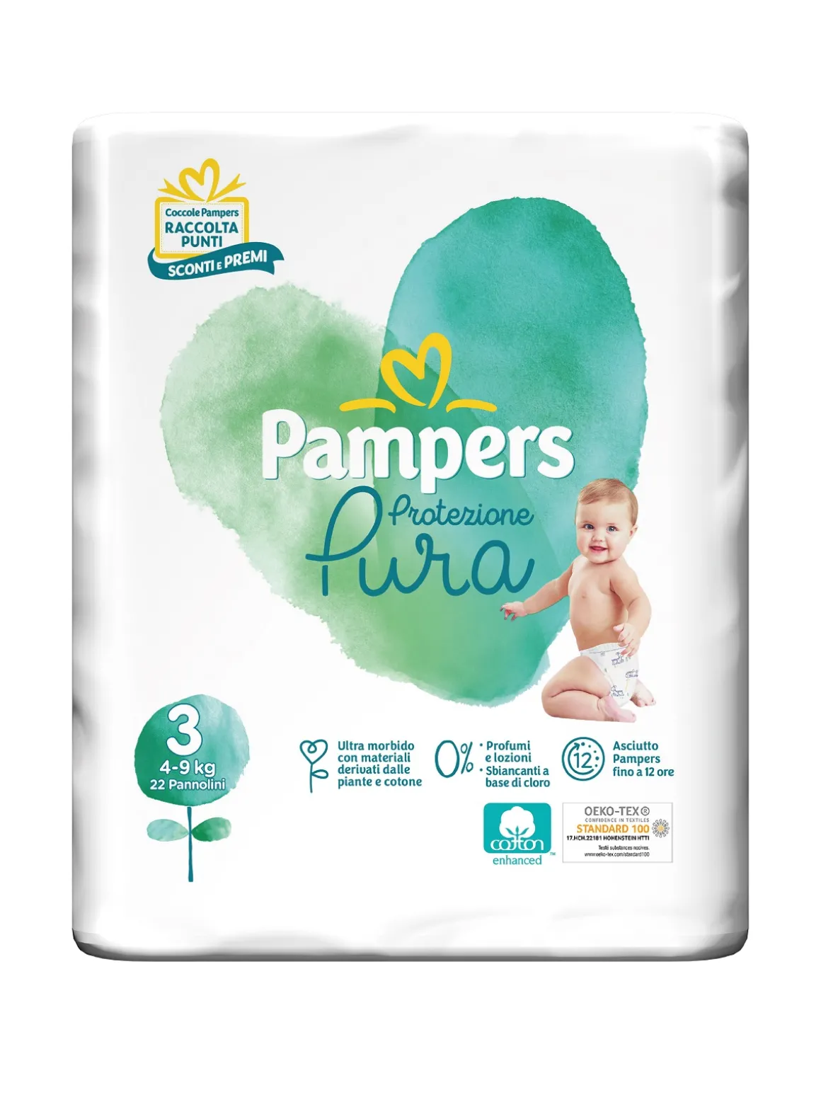 Pampers naturello 0% profumo, taglia 3 (4-9 kg) – 22 pz