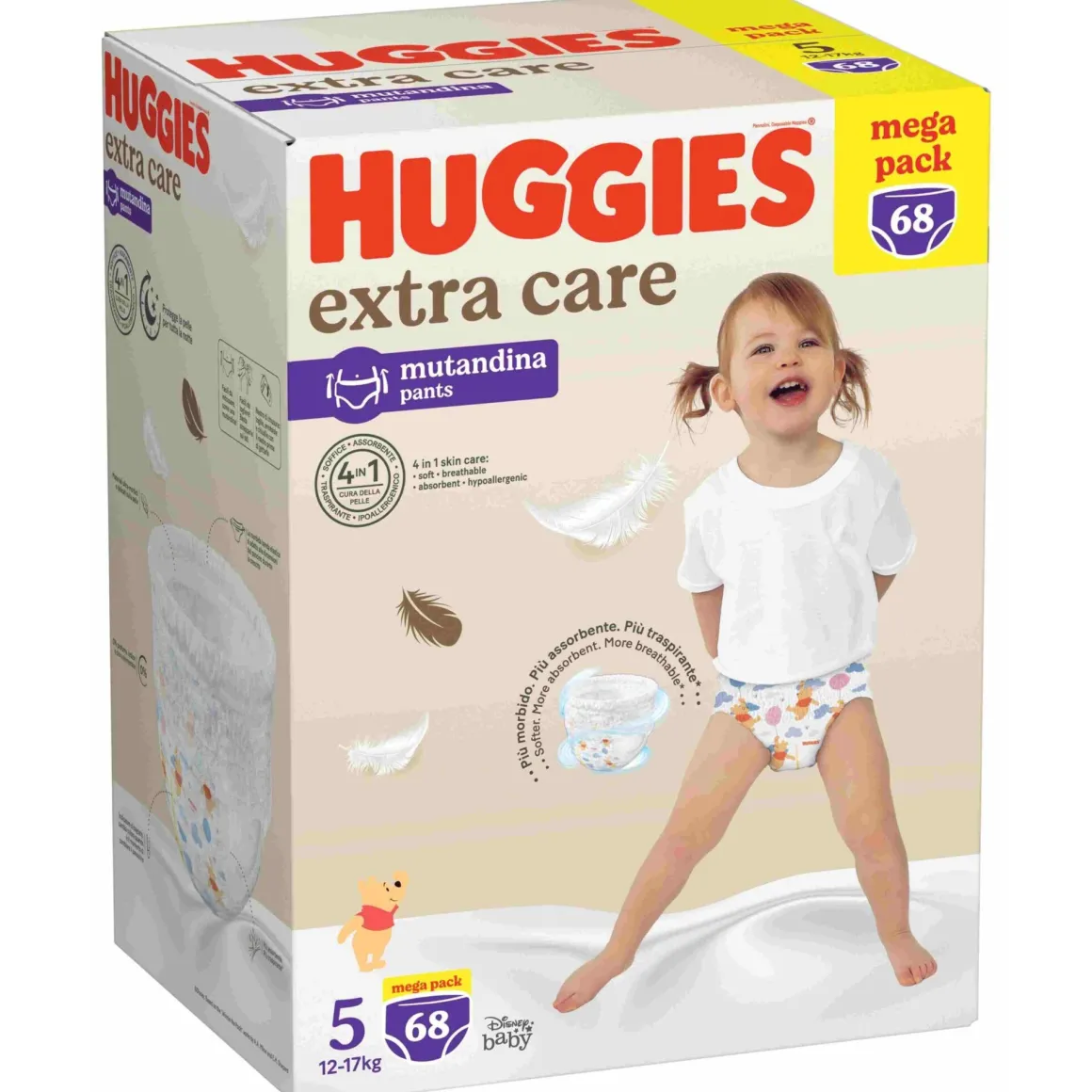 Pannolini extra care mutandina mega pack tg. 5 (12-17 kg) – 68 pannolini – huggies