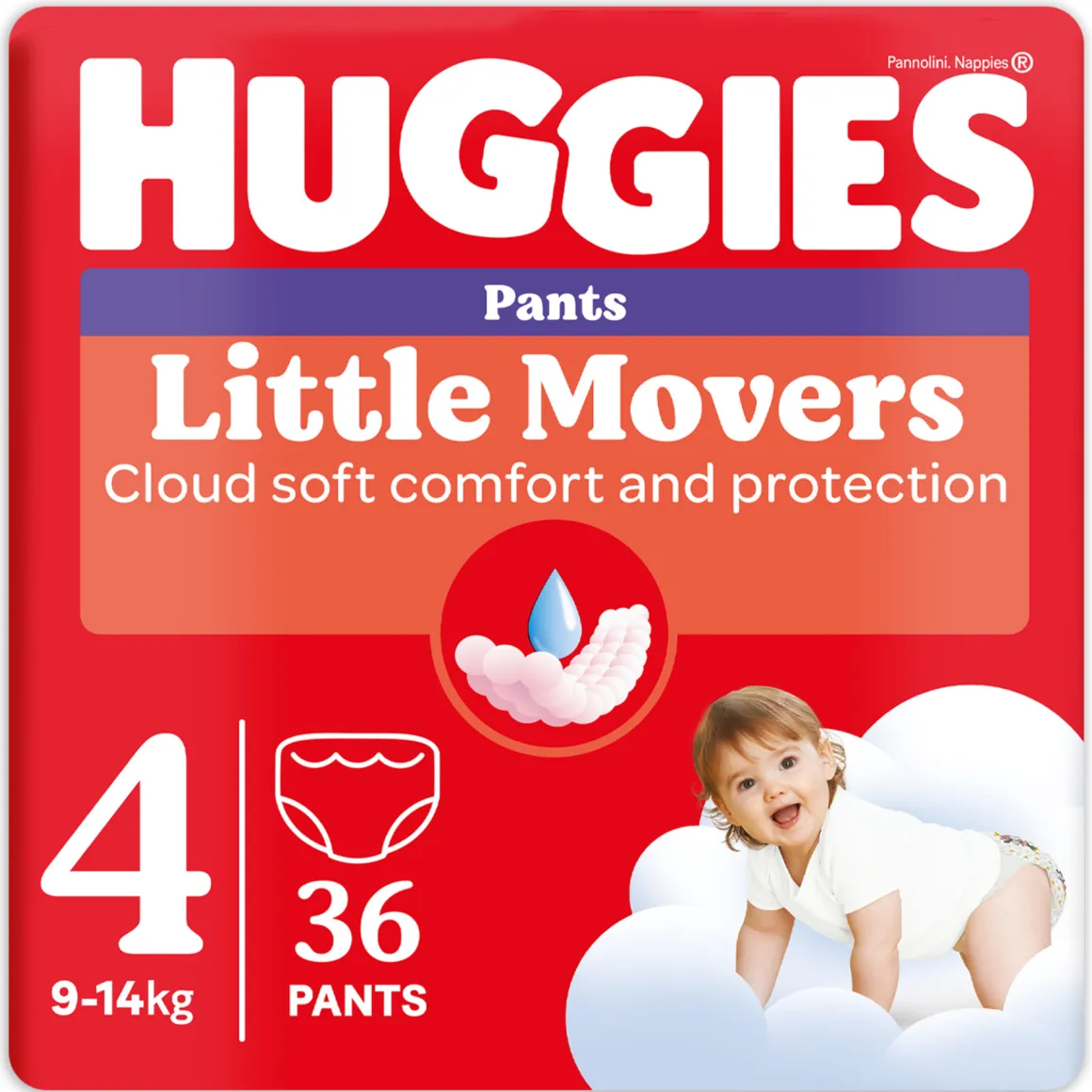 Pannolini little movers mutandina tg.4 – 36 pezzi – huggies