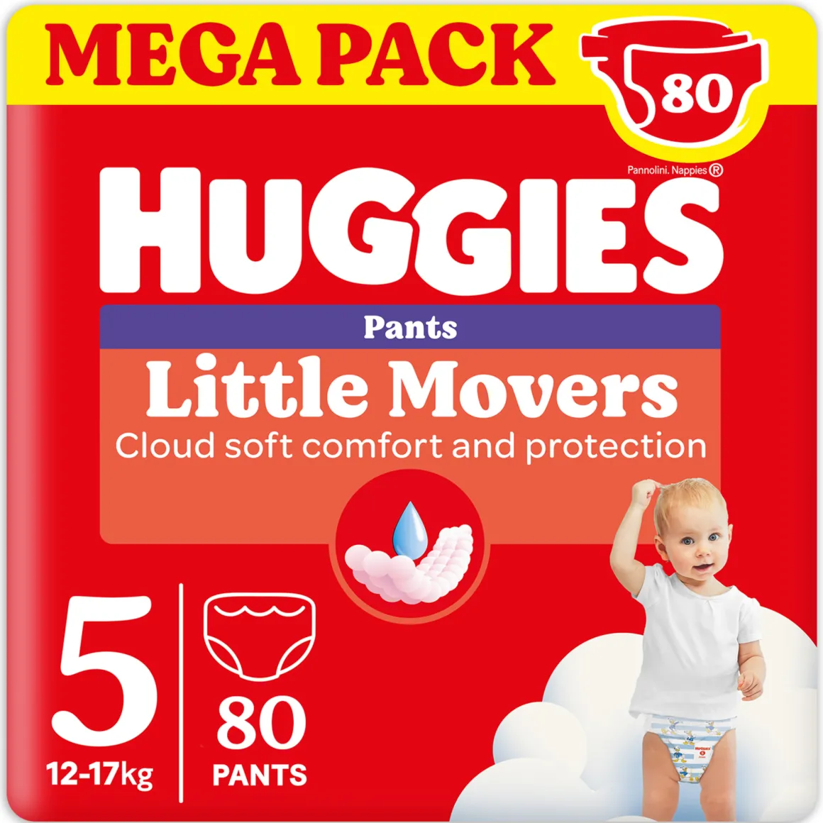 Pannolini little movers mutandina megapack tg.5 – 80 pezzi – huggies