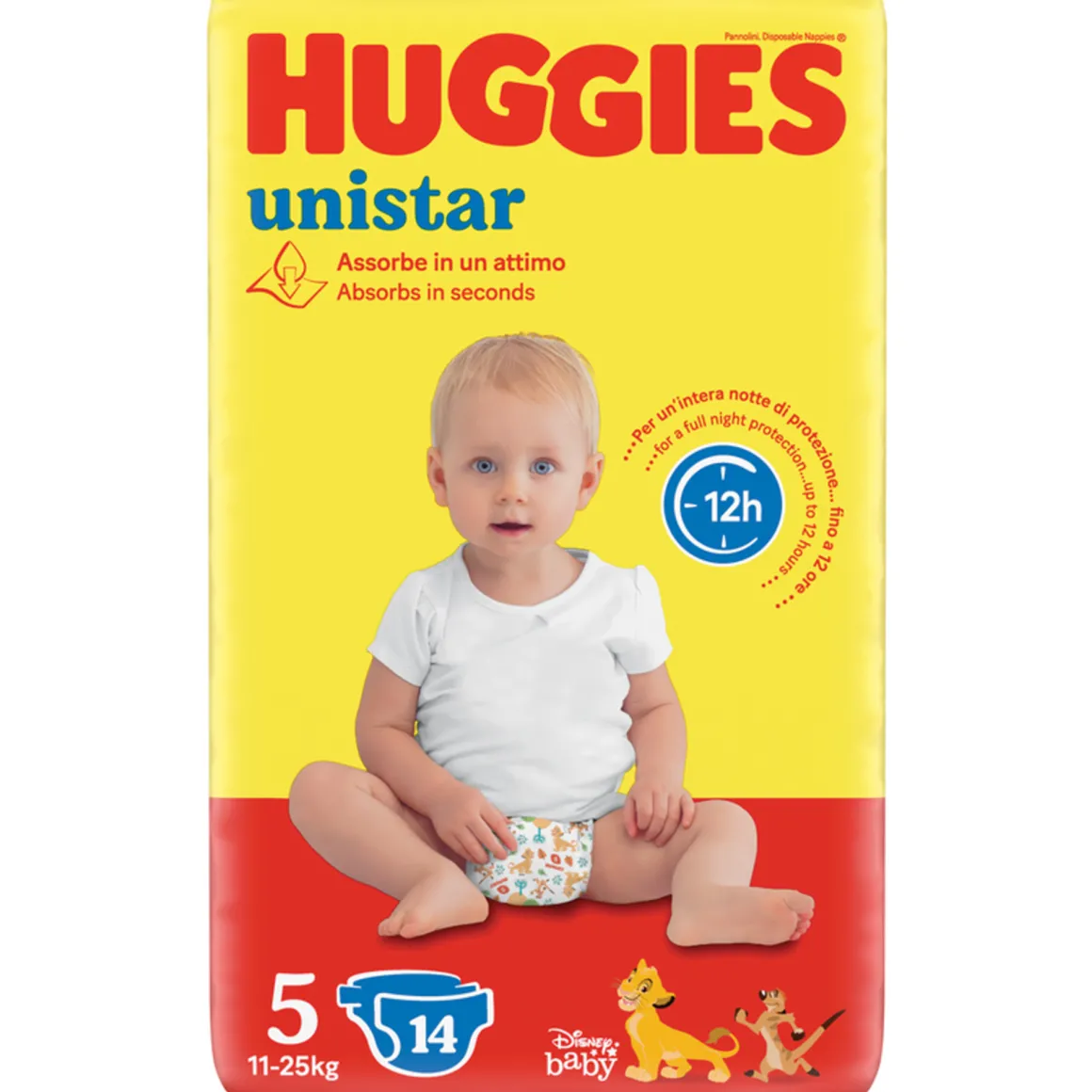 Pannolini unistar 5 pacco singolo 11-25kg – 14 pz – huggies