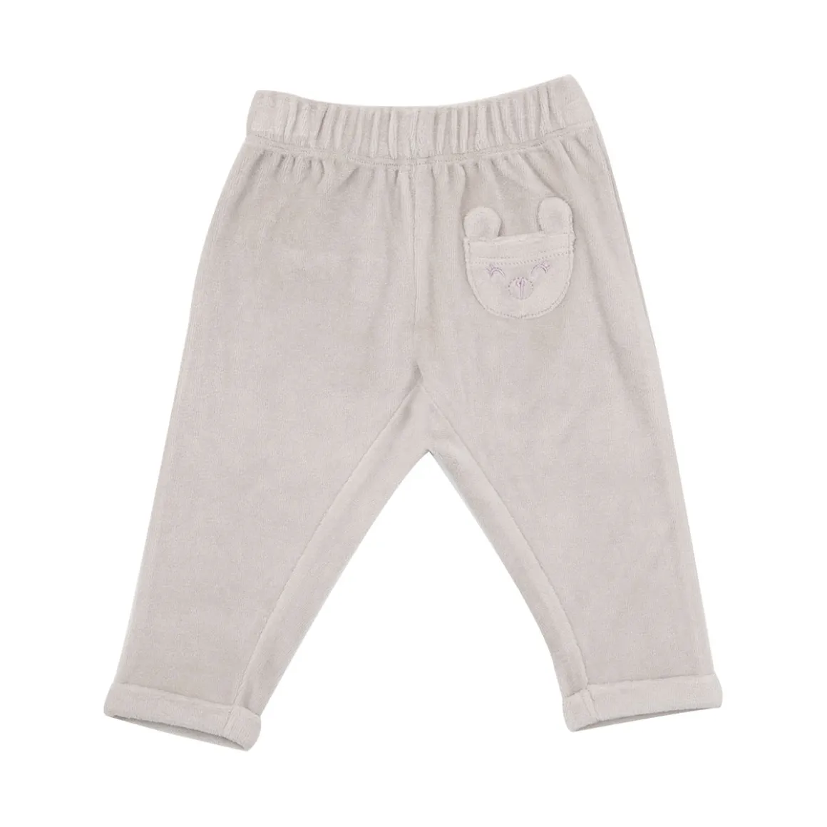 Pantalone ciniglia bimba beige con taschina