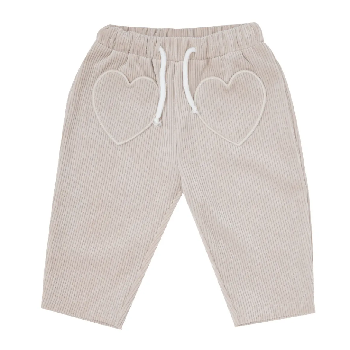 Pantalone corto velluto costina bimba beige