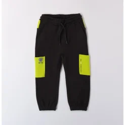 Pantalone felpa nero tocchi fluo