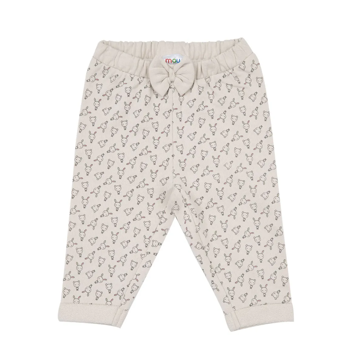 Pantalone felpato bimba beige stampato