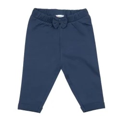 Pantalone felpato bimba blu fiocco