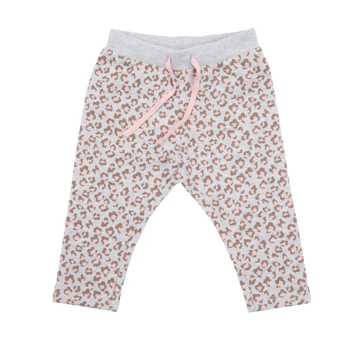Pantalone felpato bimba grigio stampa maculata