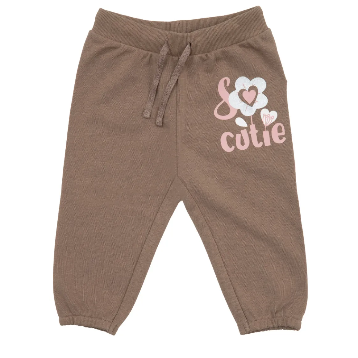 Pantalone felpato bimba marrone stampato